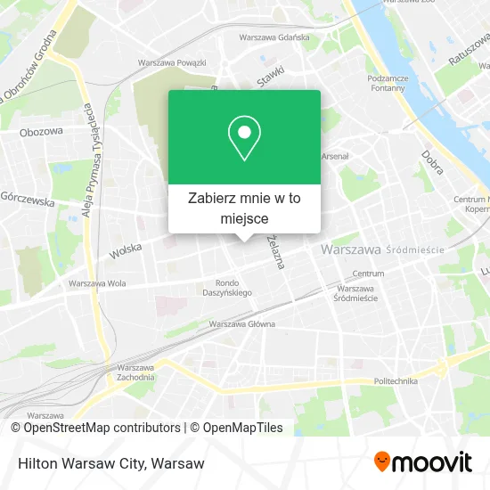 Lokalizacja kasyna Hilton przy ulicy Grzybowskiej w Warszawie